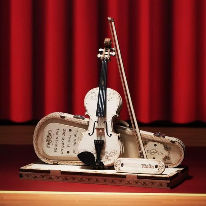 WOODEN 3D VIOLIN PUZZLES, MUSICAL INSTRUMENT MODEL KIT 3D PUZZLES, EDUCATIONAL CRAFT BUILDING TOYS, DESK DECOR/DIY HOBBIES/GIFTS FOR FAMILY AND FRIENDS, GIFTS FOR TEENS AND KIDS TO BUILD - Image 2